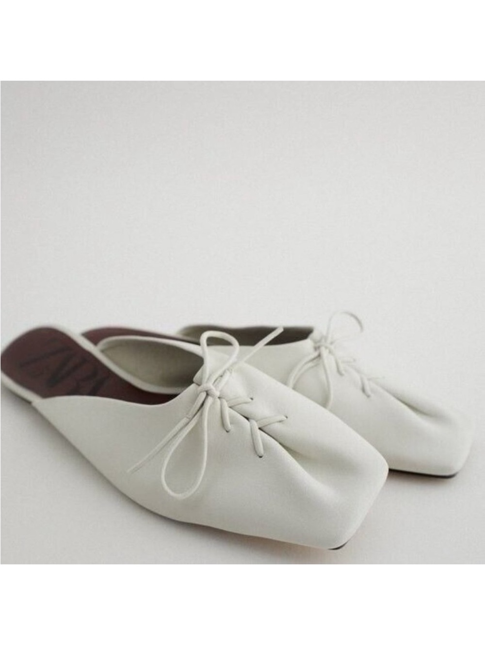 ZARA White Square-Toe Lace Mule